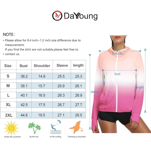Nwts! UPF 50+ UV Sun Protection Outdoors Performance Long Sleeve Hoody T-Shirt - Picture 9 of 9